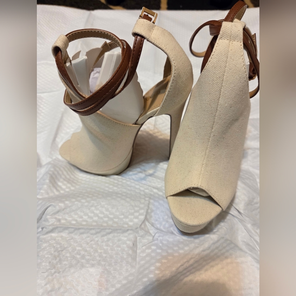 Elegant Cream Peep-Toe Heels